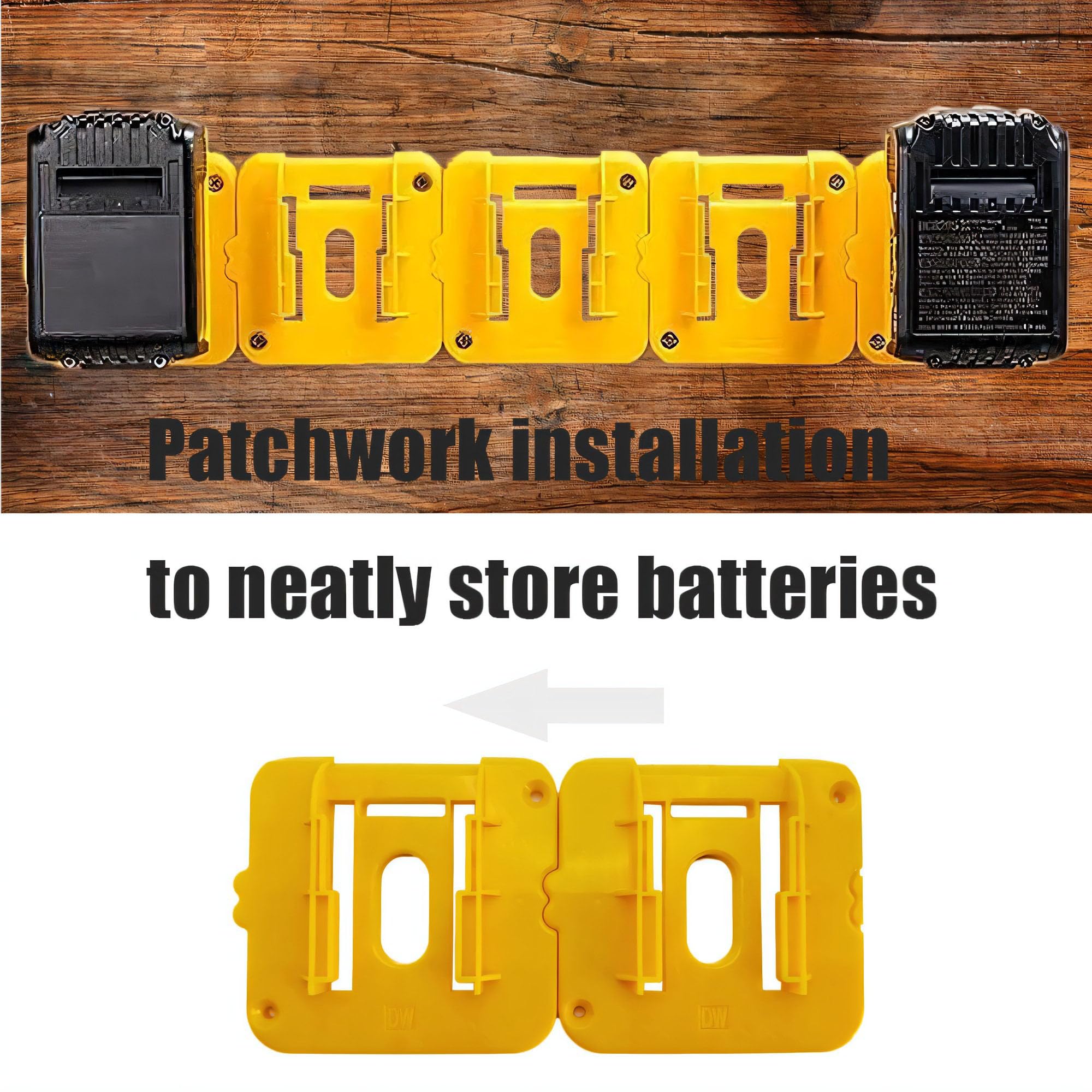 Power Tool Storage Kit 5 Packs Battery Holder for Dewalt 20V and 5 Packs Wall Mount Tool Holder for Dewalt 12V 20V Cordless Power Tool