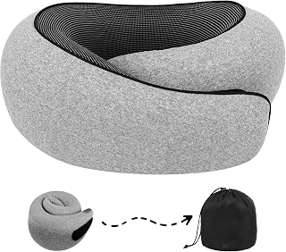 Plane Neck Pillow for Long Flights, Portable Travel Pillow for Airplanes, Lightweight Comfortable Memory Foam Neck Support for Traveling, Gray