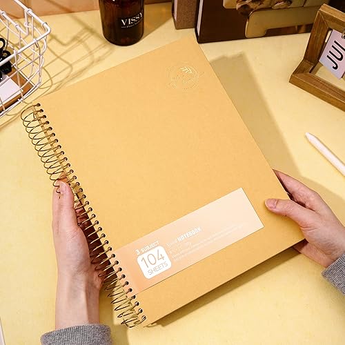 Miniatura 7 de Cuaderno grande de espiral de 8.5 x 11 pulgadas, cuaderno de espiral de 3 materias de tapa dura para tomar notas, 120 hojas, diario a rayas