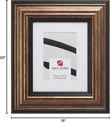 Miniatura 9 de Craig Frames 21307201 Marco de fotos negro y cobre envejecido de 17 x 22 pulgadas con paspartú para mostrar una foto de 13 x 19 pulgadas