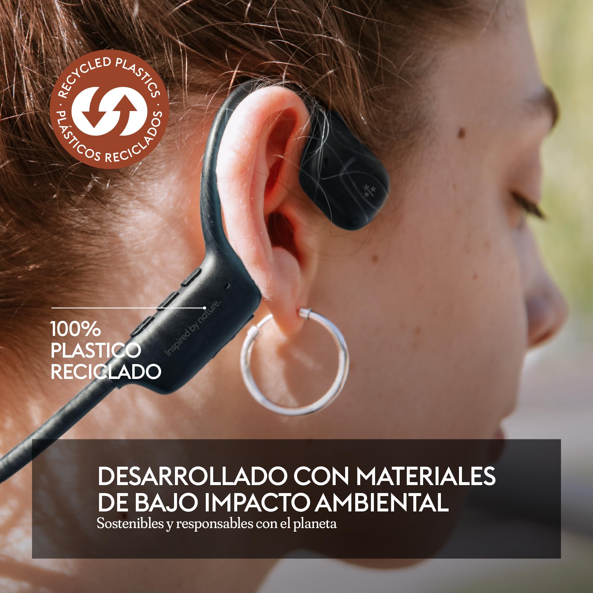HUNE Brisa Ace Headphones Air Driving, Bluetooth 5.3, Open Ear, IPX4, 17h Autonomy, Quick Charge, Recycled Plastic — view 5