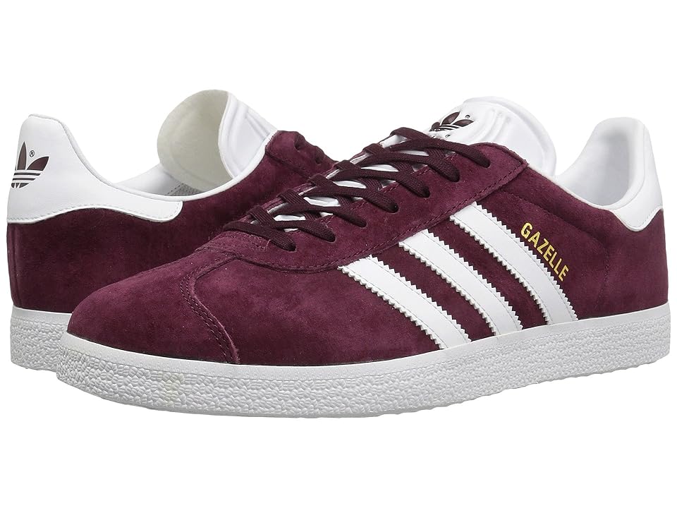 

adidas Originals Gazelle (Maroon/Footwear White/Gold Metallic) Men's Tennis Shoes, Brown