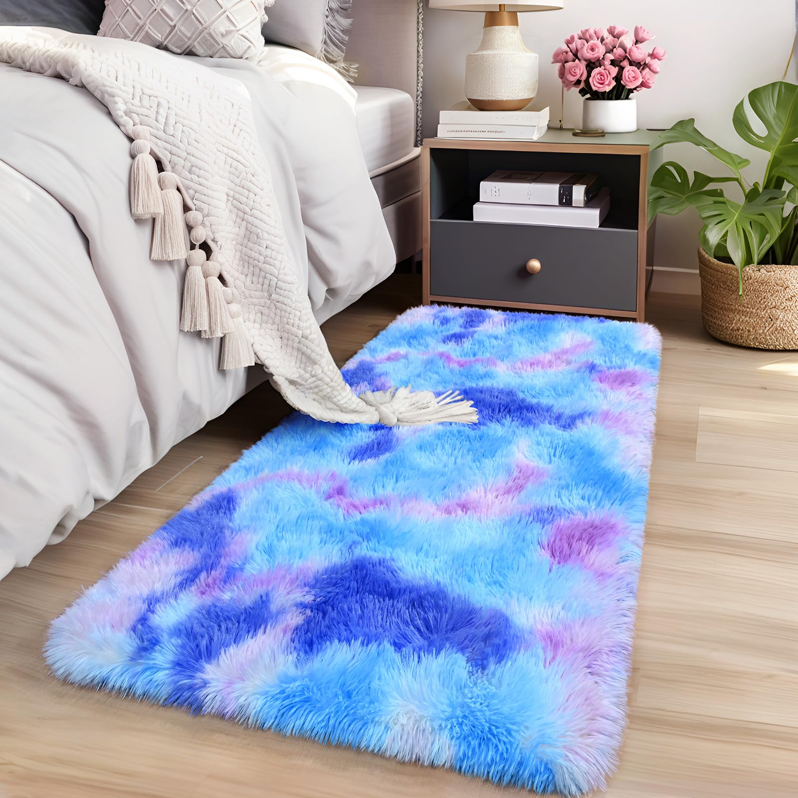 AROGAN 2x4 Feet Soft Runner Rugs for Bedroom Plush Fluffy Rug, Shag Furry Area Rug Carpet Non Shedding for Nursery Children Kids Girls Room Home