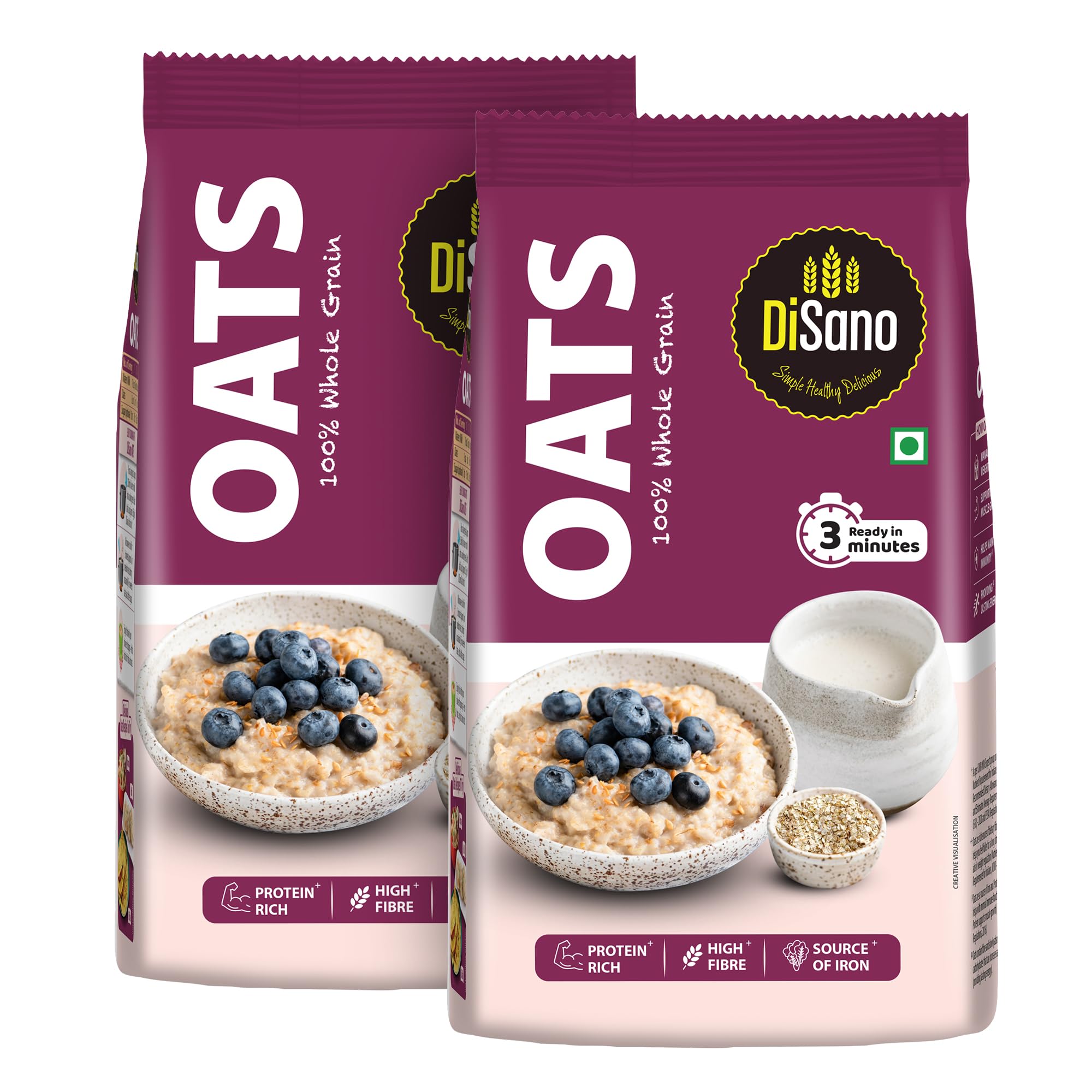 Disano Oats, 100% wholegrain, Pouch 2 kg
