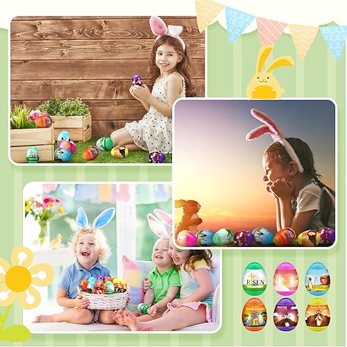 Miniatura 5 de 48 piezas de huevos de Pascua religiosos prellenos, huevos de Pascua religiosos con Jesús para rellenos de huevos de Pascua, recuerdos de fiesta,
