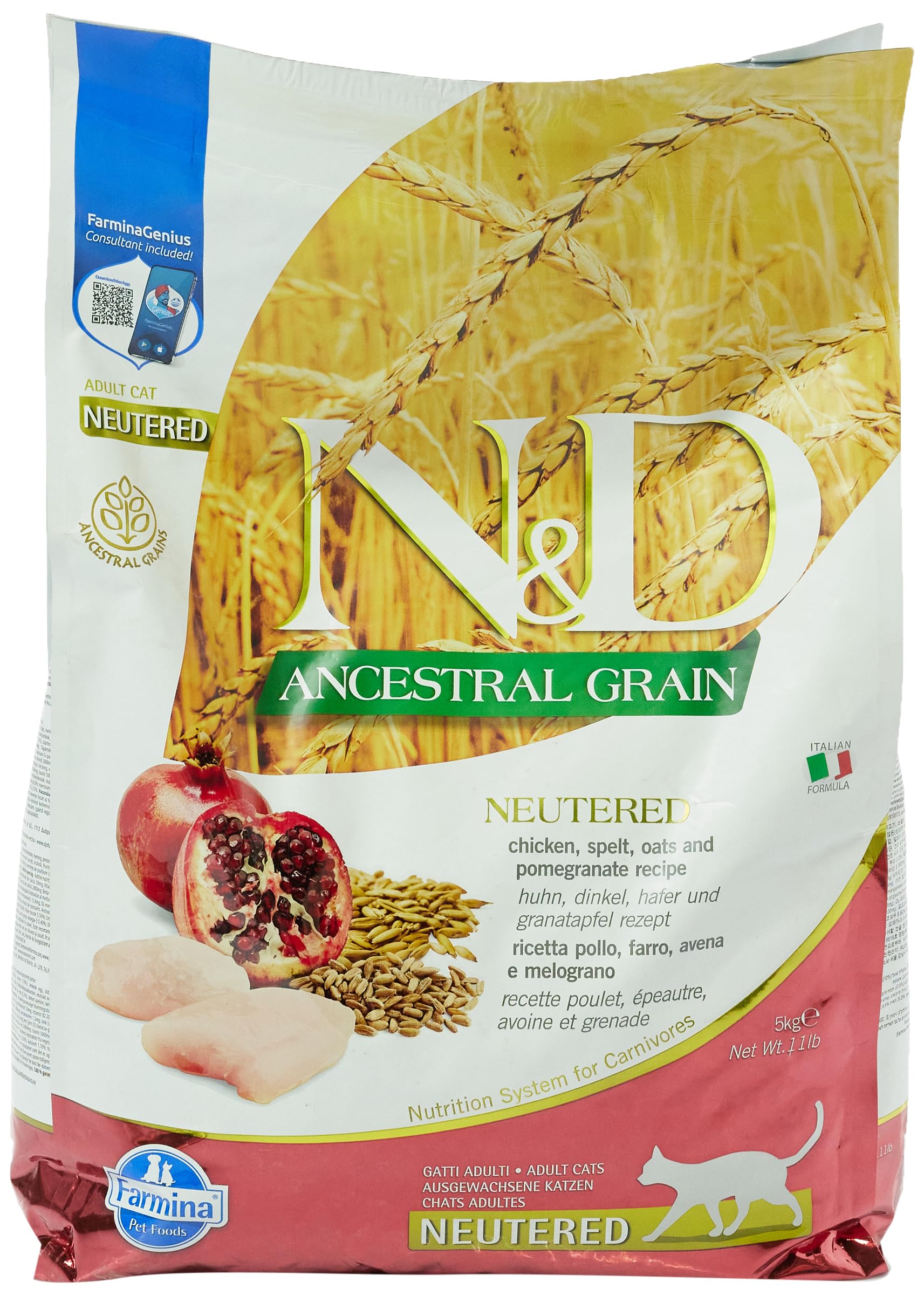 farmina N&D Low Grain Neutured Chicken and Pomegranate Adult Cat - 11 lb Bag product thumbnail 2