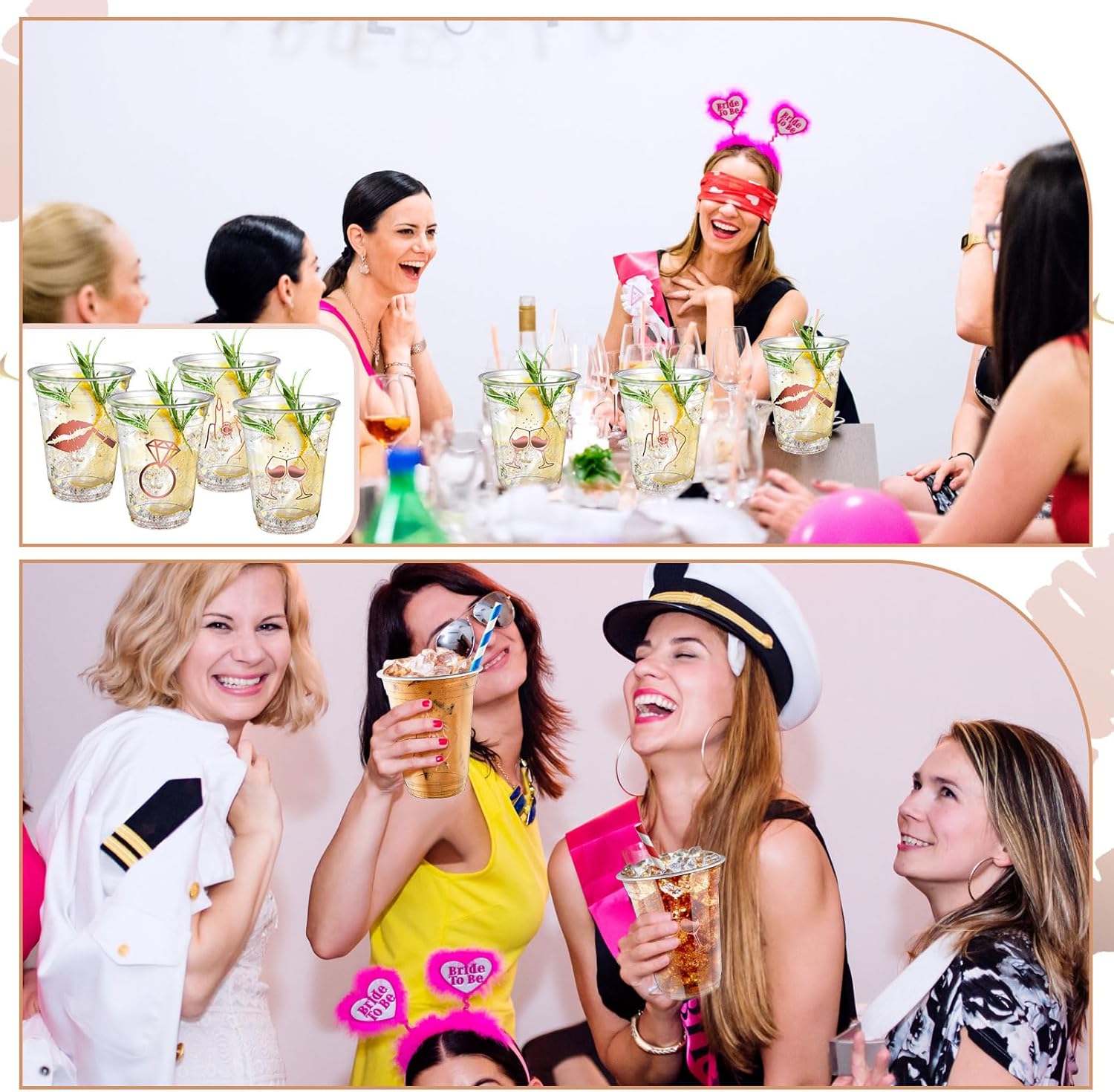 meekoo 100 Pcs Bachelorette Party Decorations Cups Bulk Bridal Shower Disposable Plastic Cups for Last Toast on the Coast Wedding Girls Party Supply Favors