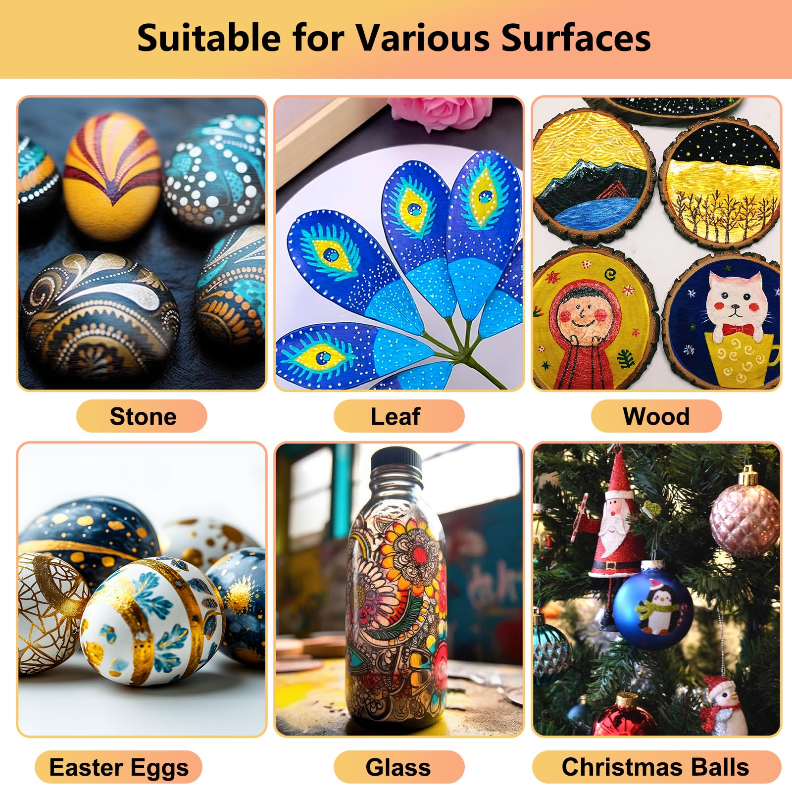 Metallic Marker Pens,  Dual Tip Acrylic Paint Pens for Black Paper, Scrapbooking, Photo Album, Rock Painting, Paint Marker for DIY Arts & Crafts, Glass, Wood, Card Making, Scrapbook Supplies