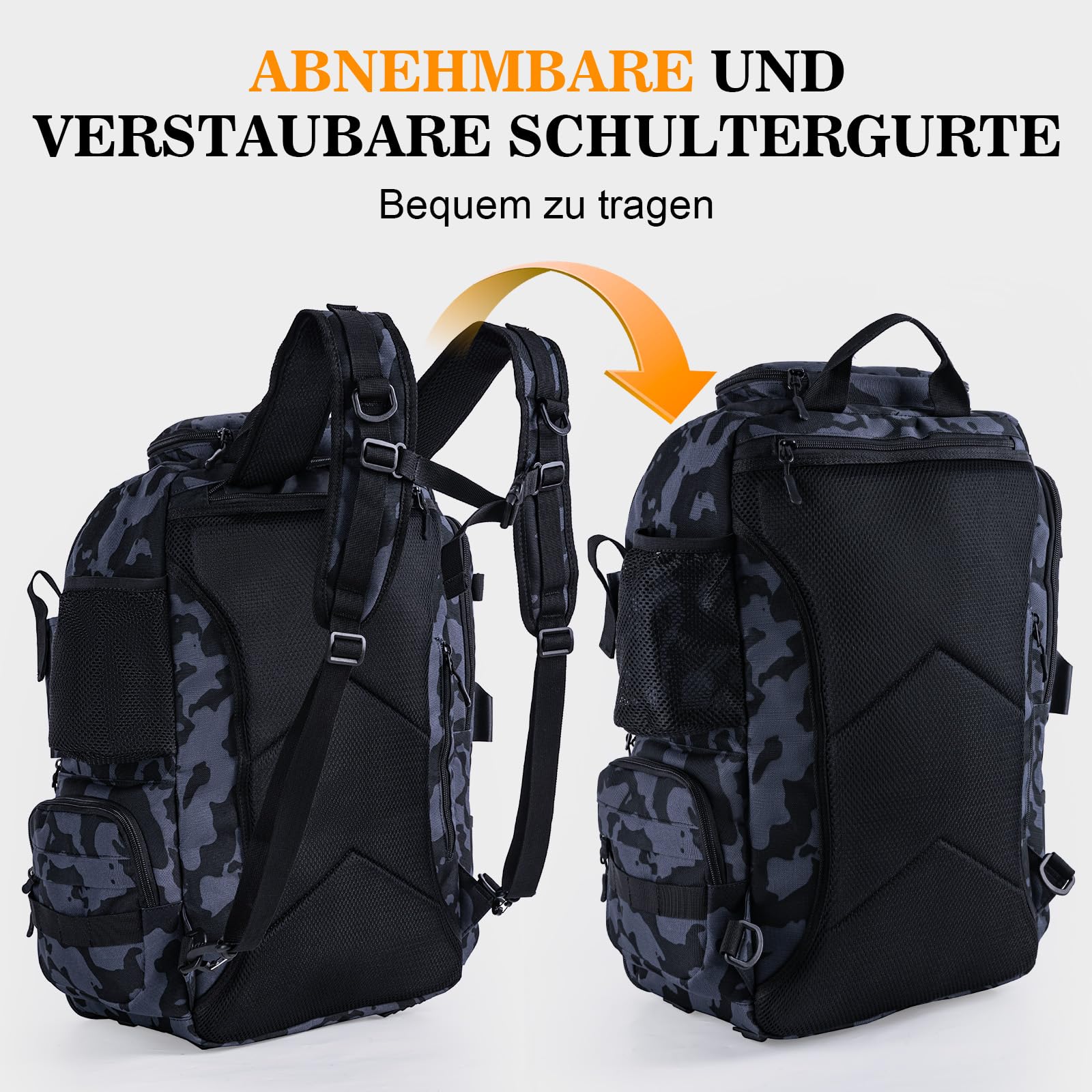 Goture Angelrucksack mit Kühltasche, 40-Liter Angelzubehör-Rucksack mit Zwei Rutenhaltern, 900D Oxford-Gewebe Wasserabweisende Angelgerätetasche mit verstellbarem Fach