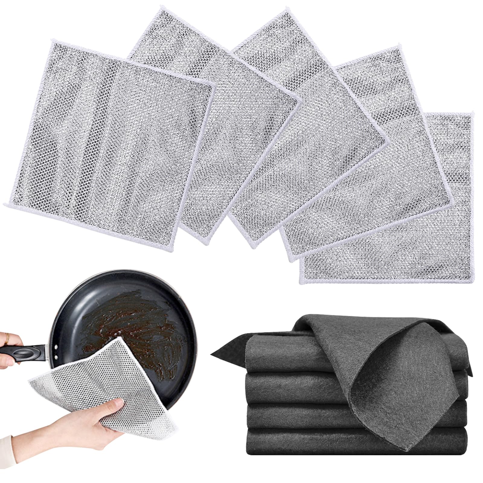 DKDDSSS 10 Piezas Paños de Limpieza Magico 30x20cm, Paños de Alambre Multiusos, Paño de Limpieza, Paño de Cocina Reutilizables para Limpiar Cristal Espejos Coches Baño Cocina