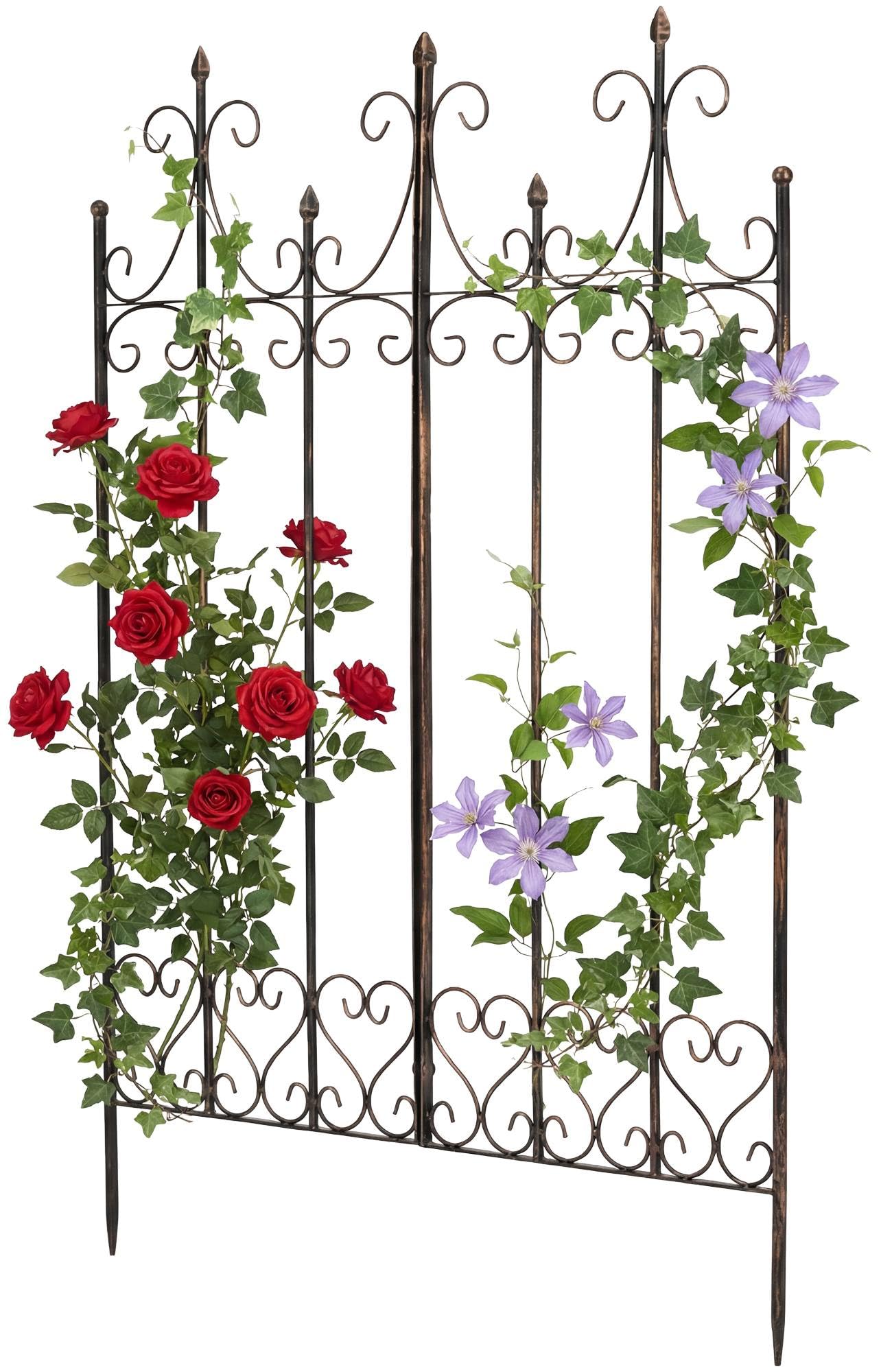 CLP Spalliera in Metallo Flieder Alta 130 cm, Supporto Stabile per Rampicanti, Preassemblata, Stile Rustico, Frangivista per Giardino, Colore:Bronzo