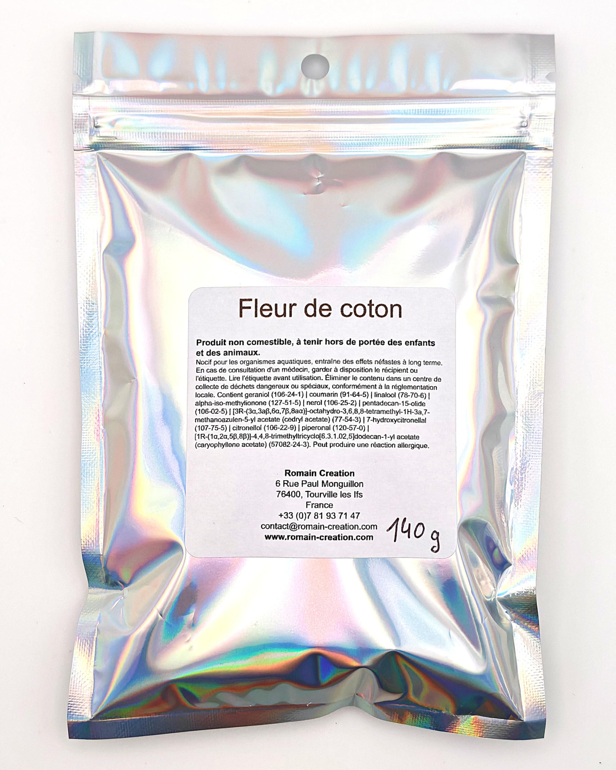 Poudre Aspirateur Parfumée Fleur de Coton – Romain Creation – Poudre Désodorisante Maison – Fait Main - 140 g
