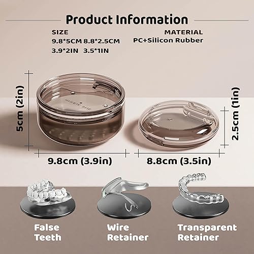 Miniatura 5 de MURRI&MURRDI Estuche de retenedor, estuche de dentadura, caja de baño con cesta coladora, lindo contenedor de almacenamiento de dentadura para