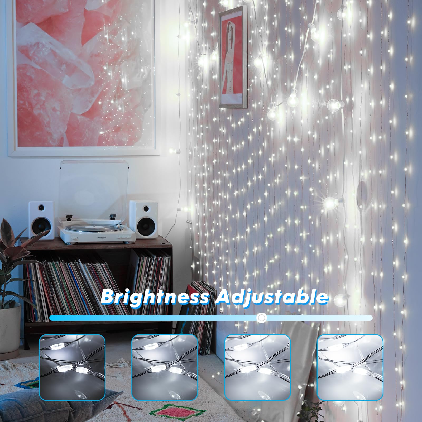 Lakumu Filo di luci ricaricabili da 1,8 m, 200 luci LED a batteria, con telecomando e timer, impermeabili, per esterni, per campeggio, fai da te, feste di Natale, albero da giardino, colore bianco