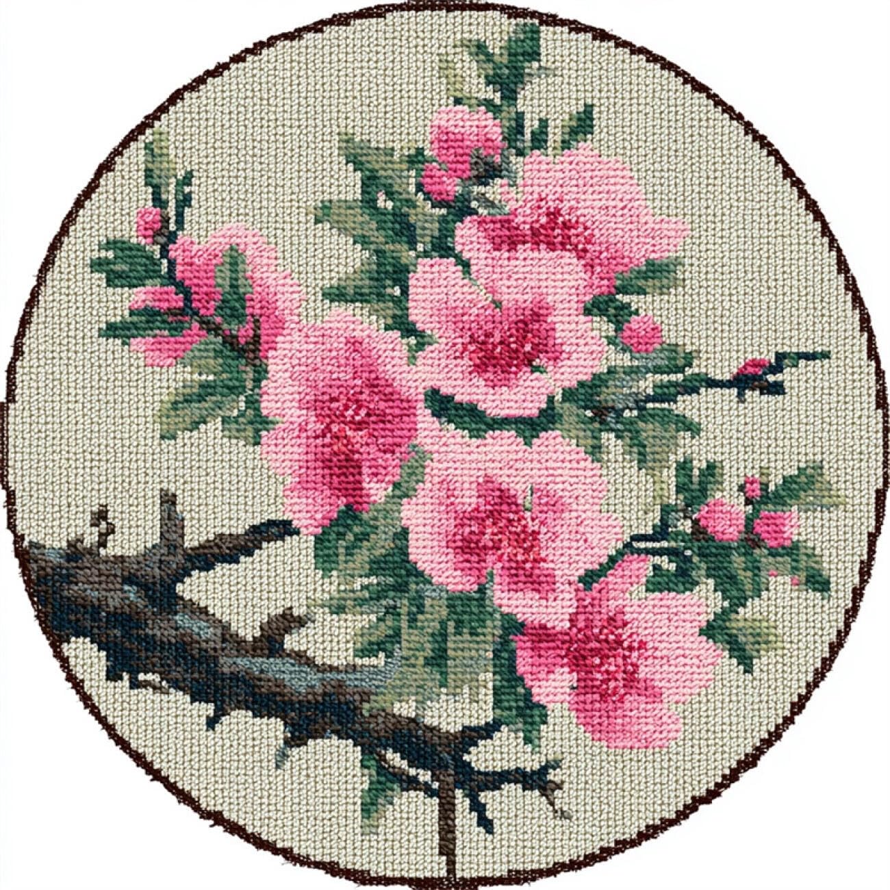 Kitquiver Latch Hook Carpet Kits Pink crabapple Blossoms 60x60cm