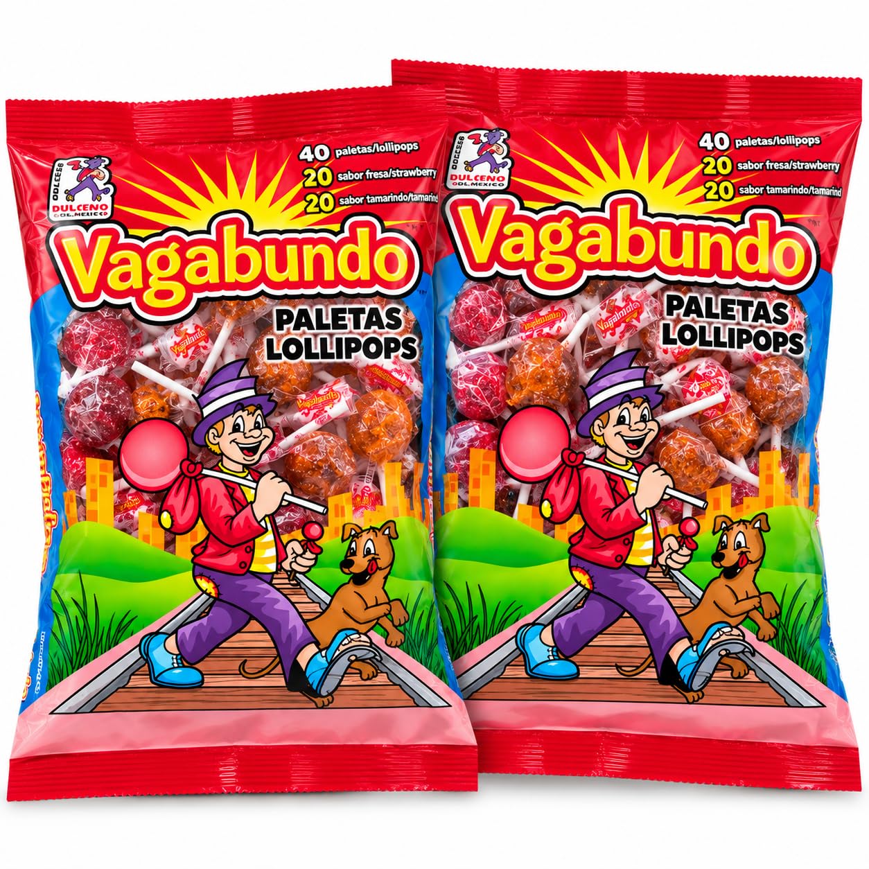 Vagabundo Paletas Lollipops Strawberry & Tamarind 2 Pack 80ct