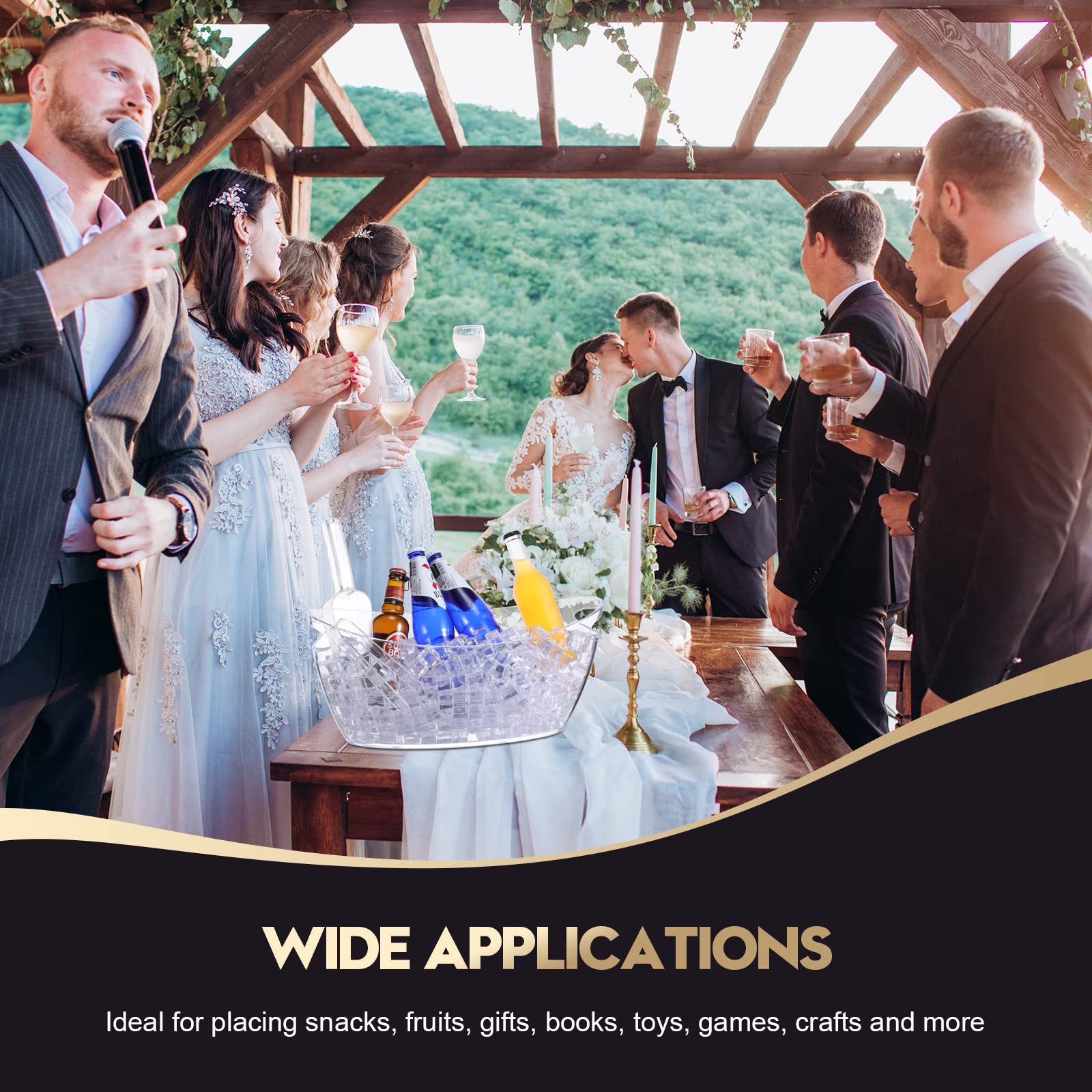 (broken 2)4 Pack Ice Buckets for Parties, 7 L Clear Acrylic Champagne Ice Bucket Wine Bucket with Tong and Ice Scoop, Plastic Drink Beverage Bucket with Handles