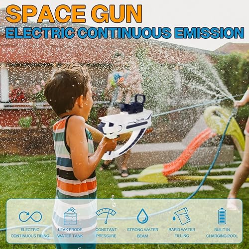 Miniatura 6 de Pistola de agua eléctrica, pistolas de chorro automáticas para adultos y niños, la pistola de agua más fuerte con un aspecto fresco y distancia de