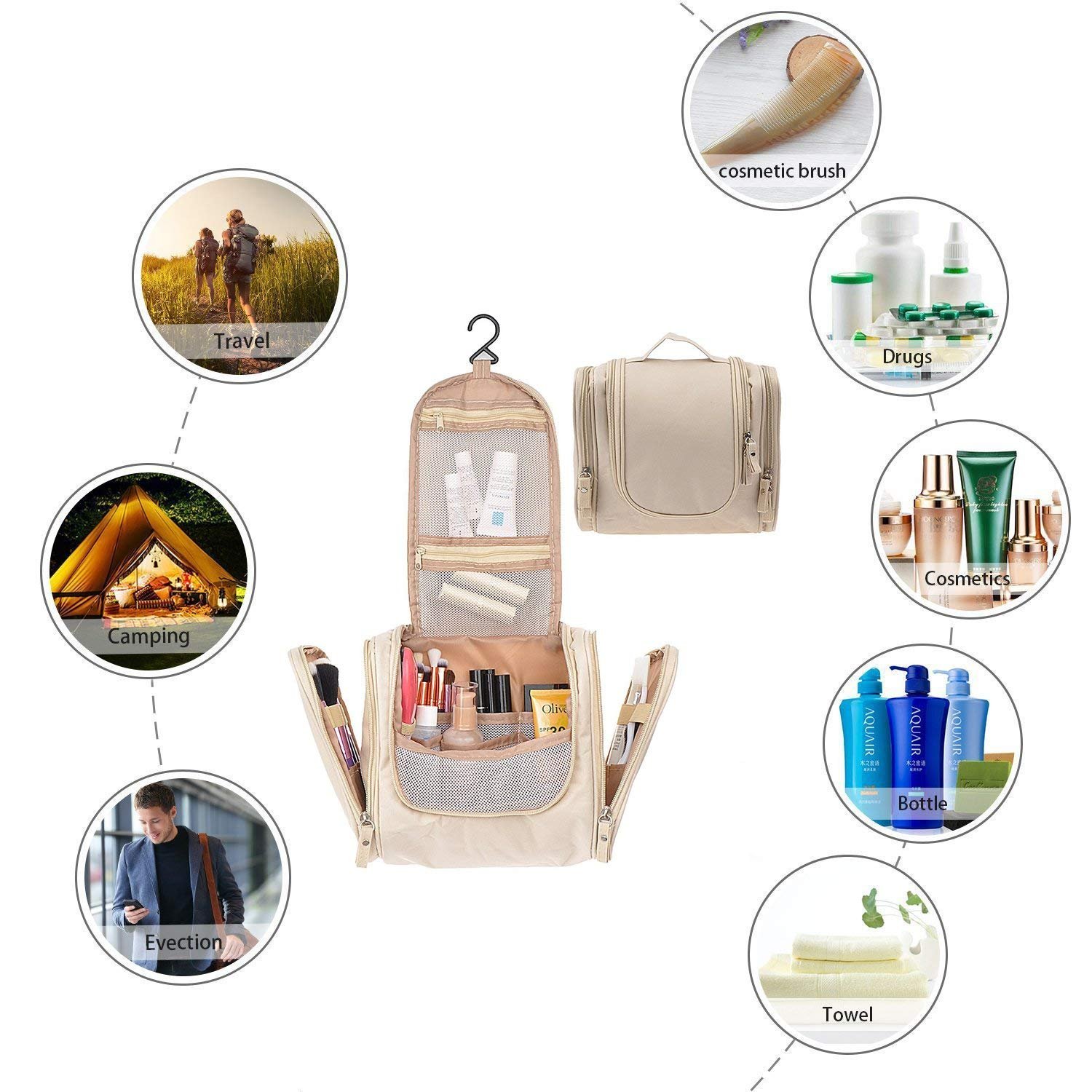 PEARL ACE Toiletry Bag |Travel Pouch Bag |Makeup Pouch |Cosmetics Pouch |Unisex Traveling Zipper Pouch for Storage | Waterproof Travel Organizer Pouch with Hanger for Multipurpose Use 2
