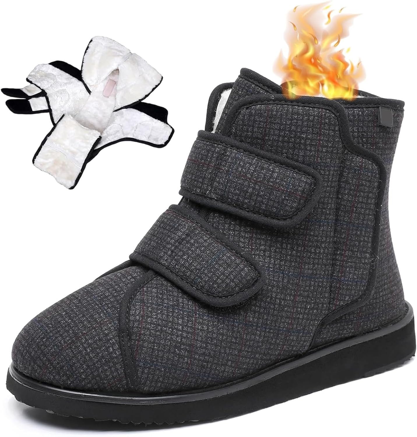 Warm Women’s Wide Winter Boots, Slip-On Diabetic Shoes with Adjustable Closures, Lightweight Casual Walking Footwear, Ideal for Sensitive Feet and Cold Weather