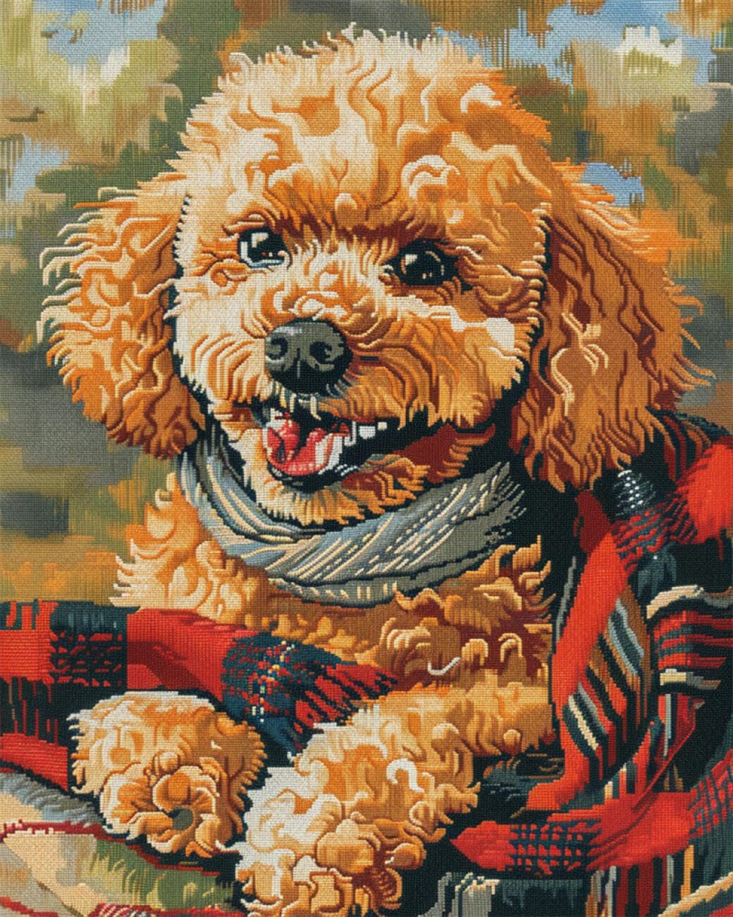 AxiangziK DIY Embroidery Kits Cartoon Poodle 11CT 30x40cm