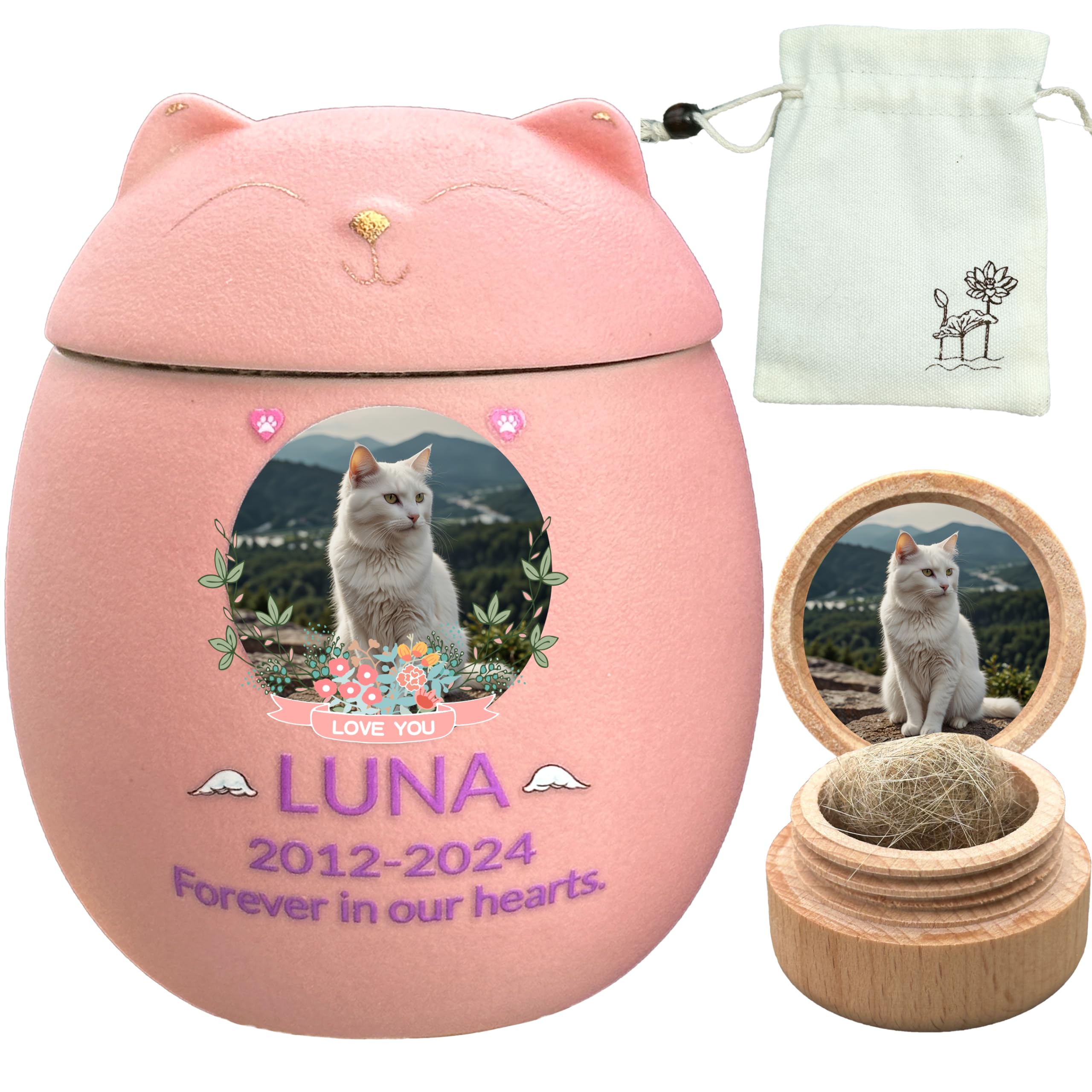 Handgemachte benutzerdefinierte Katze Urne, Haustier Urne, Haustier Urnen für Katzen, Haustier Einäscherung Urne, Katze Urnen für Asche, Urnen für Katzen, personalisierte Katze Urne. (Rosa)