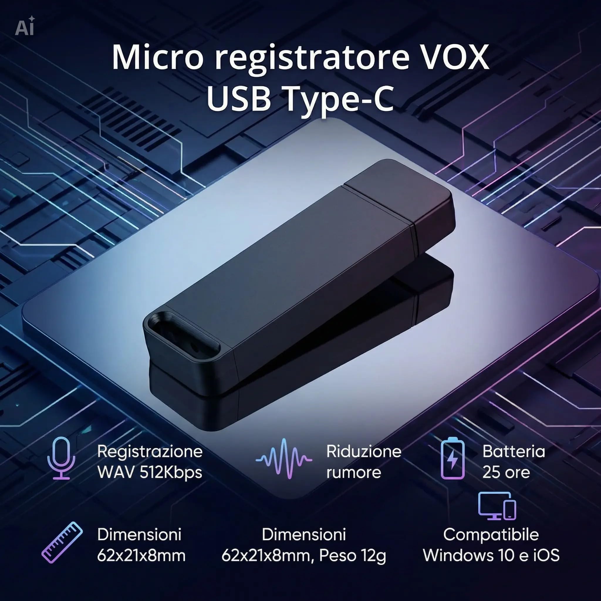Grabadora de audio digital micro con 32 GB de memoria interna – Memoria USB micro grabadora de voz profesional con reducción de ruido, batería 25 horas