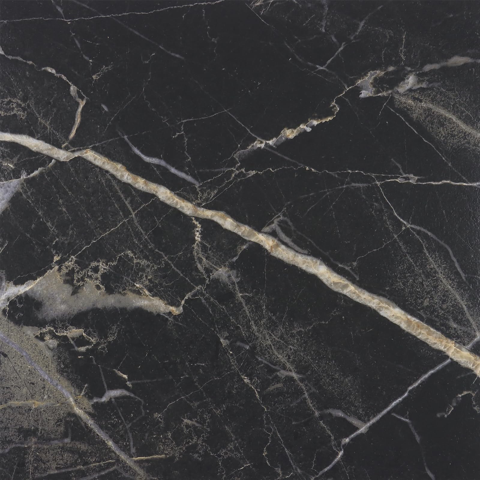VEELIKE 24 Pack Peel and Stick Floor Tile Black Marble Floor Tiles Peel and Stick Waterproof Black Vinyl Flooring Tiles 12''x12'' Renter Friendly Self