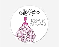 Vista 1 de Calcomanías de quinceañera de 40 quilates, membrillo MI, español o inglés para cumpleaños número 15 (#027) (español - rosa)