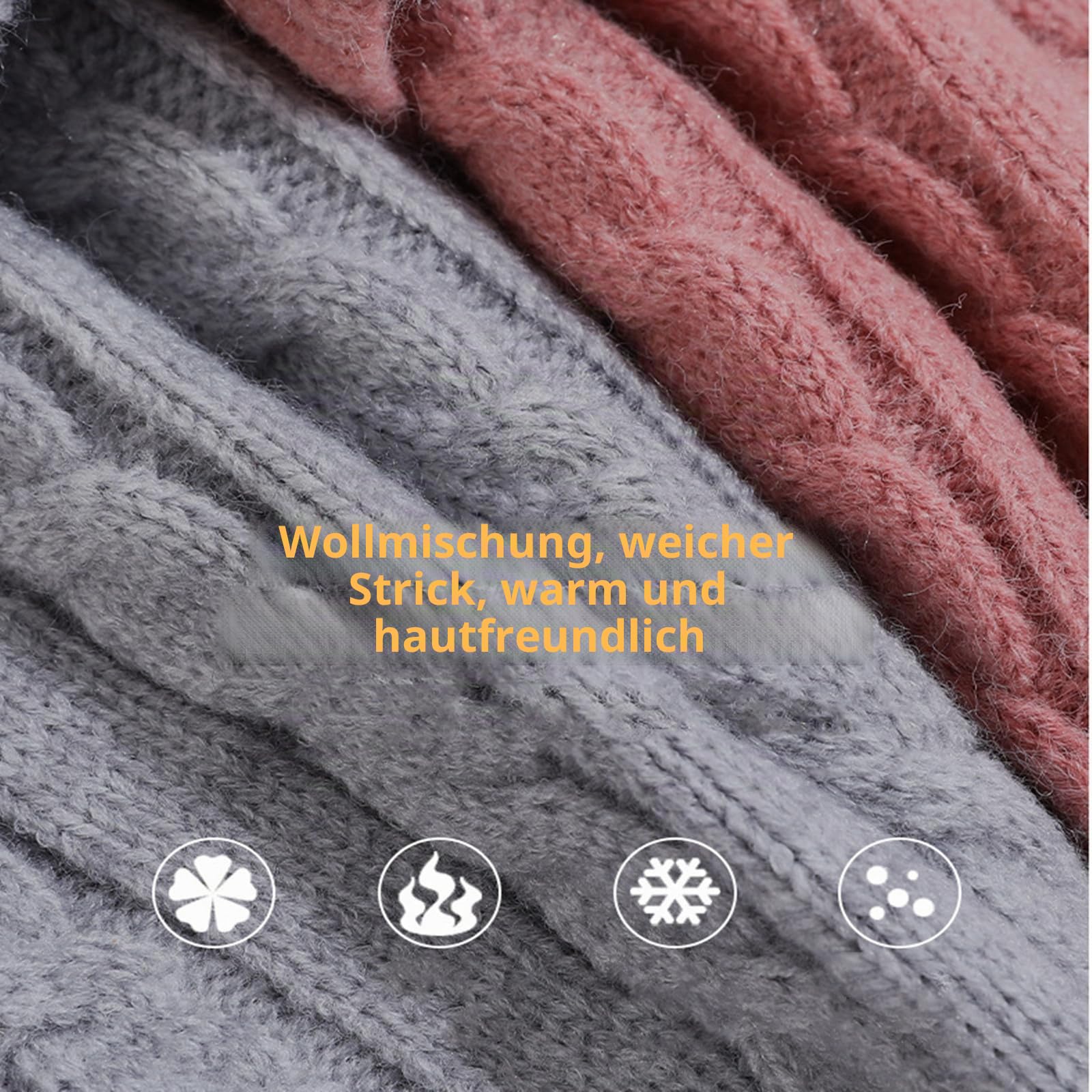 Mütze, Schal & Handschuh-Sets Für Damen Strickmütze Für Damen, Mütze Für Kaltes Wetter, 3er-Pack, Warme Wintermütze Für Damen, Schal Und Handschuhe, Weich-Khaki-eine Größe