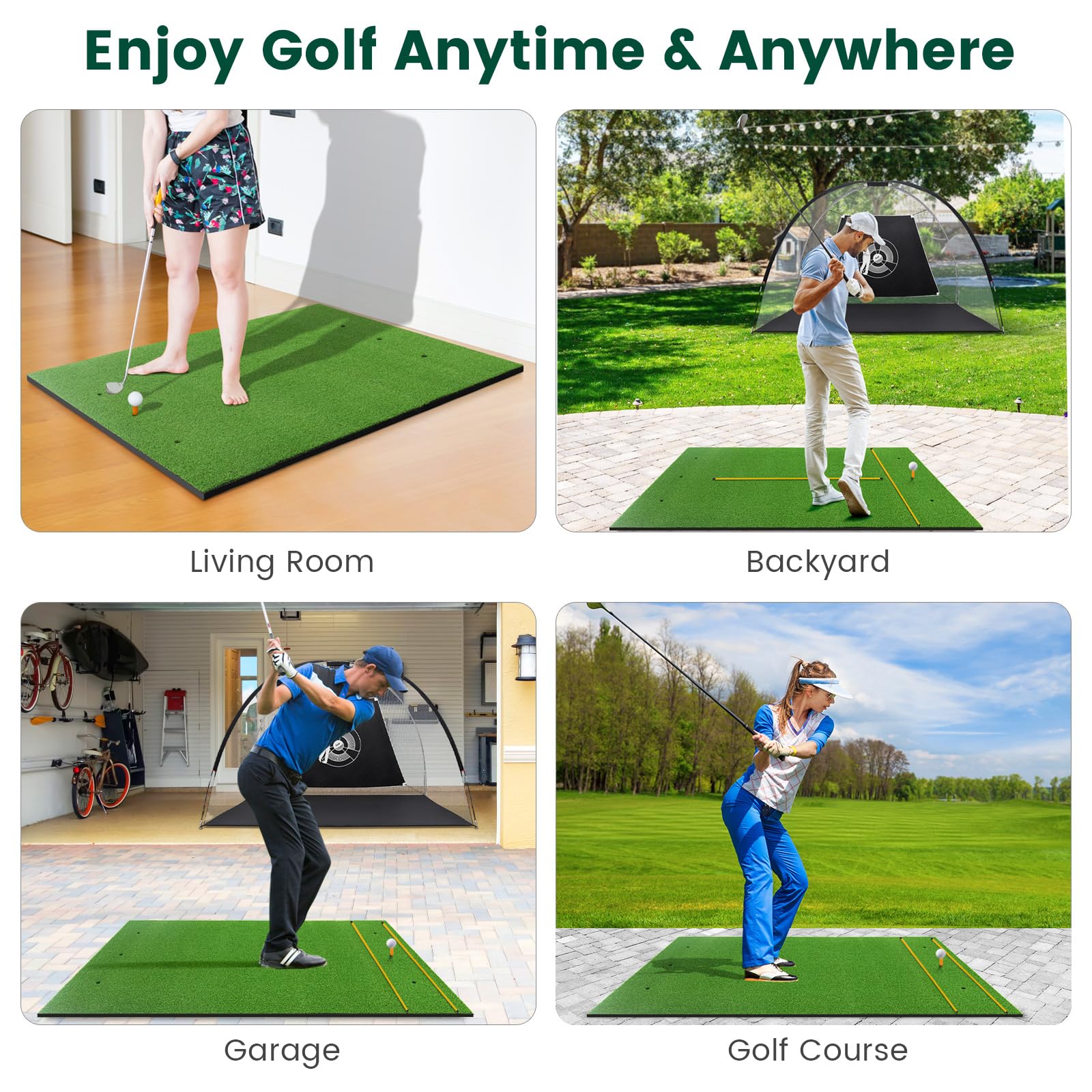 GOPLUS Tapis de Frappe de Golf 152x92cm, Tapis de Gazon Synthétique de pour l'Entraînement en Intérieur et en Extérieur, Aides à l'Entraînement Au Jeu de Golf,