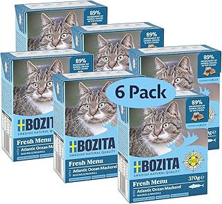 Bozita Tetra Wet Food with Mackerel in Jelly - 6 x 370 g Grain-Free, Sugar-Free Cat Food - GMO Free, with 7.5% Protein, 5% Fat - Full & Balanced for Gourmets product image