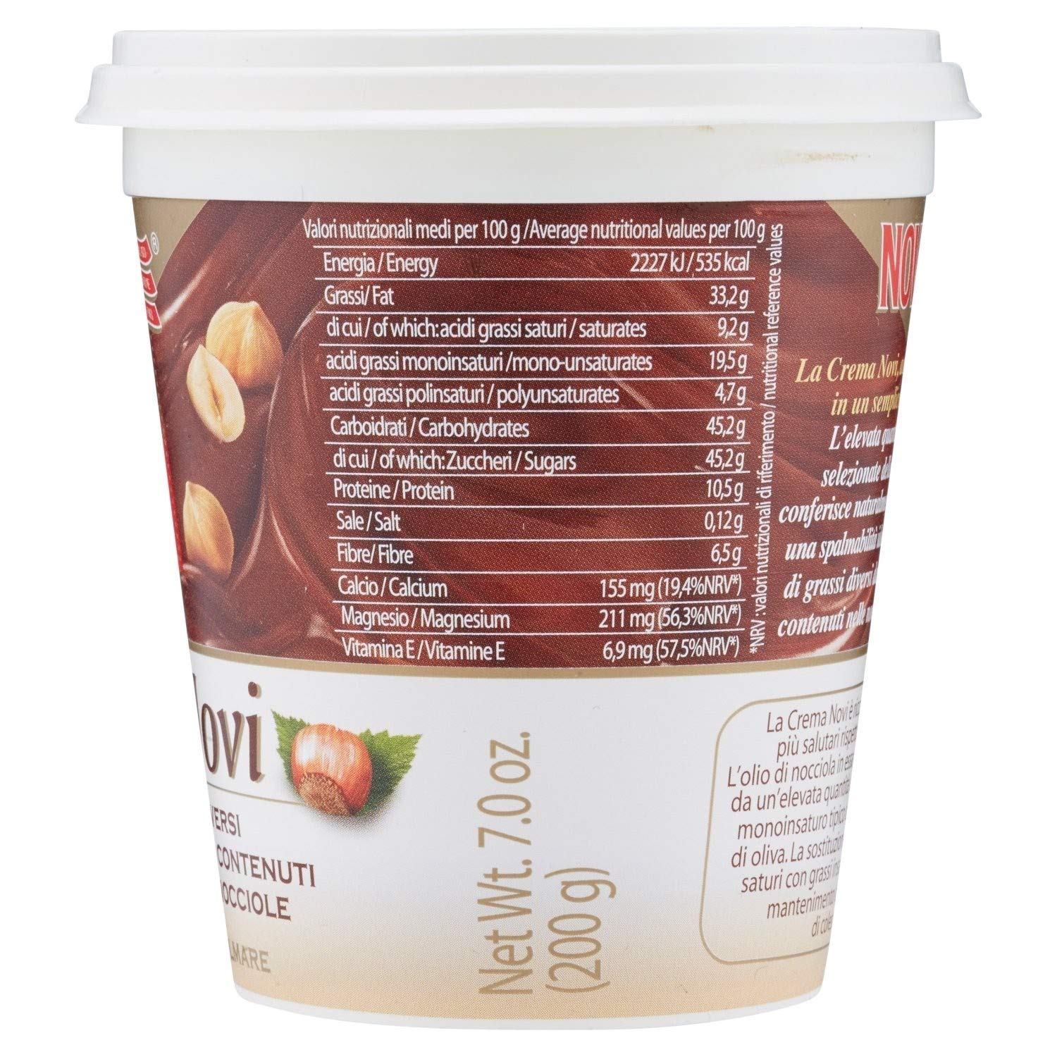 6x Novi Italian Chocolate & Hazelnut Spread (45% Hazelnuts) 200g