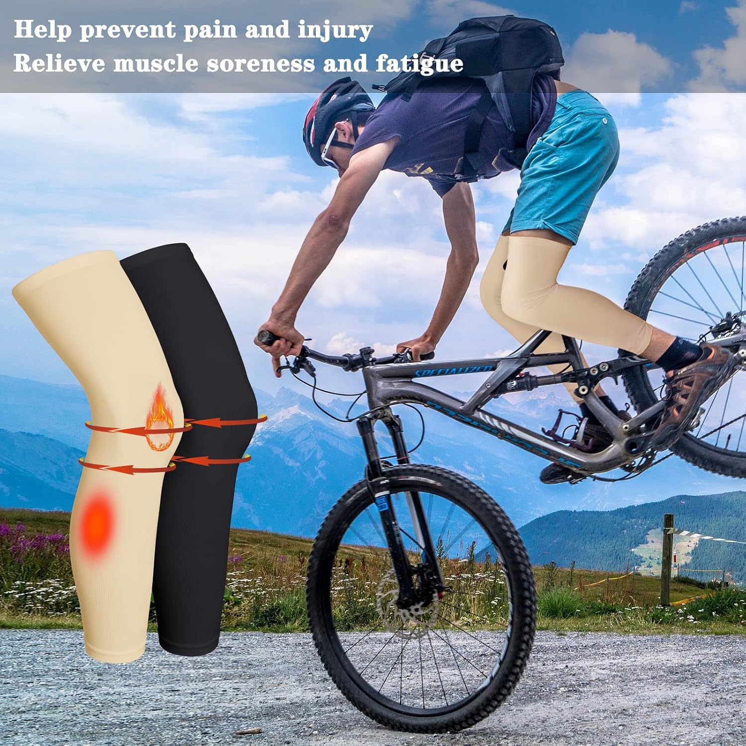 Skylety Compression Leg Sleeve Full Length Leg Sleeves Sports Cycling for Men Women, Running, Basketball
