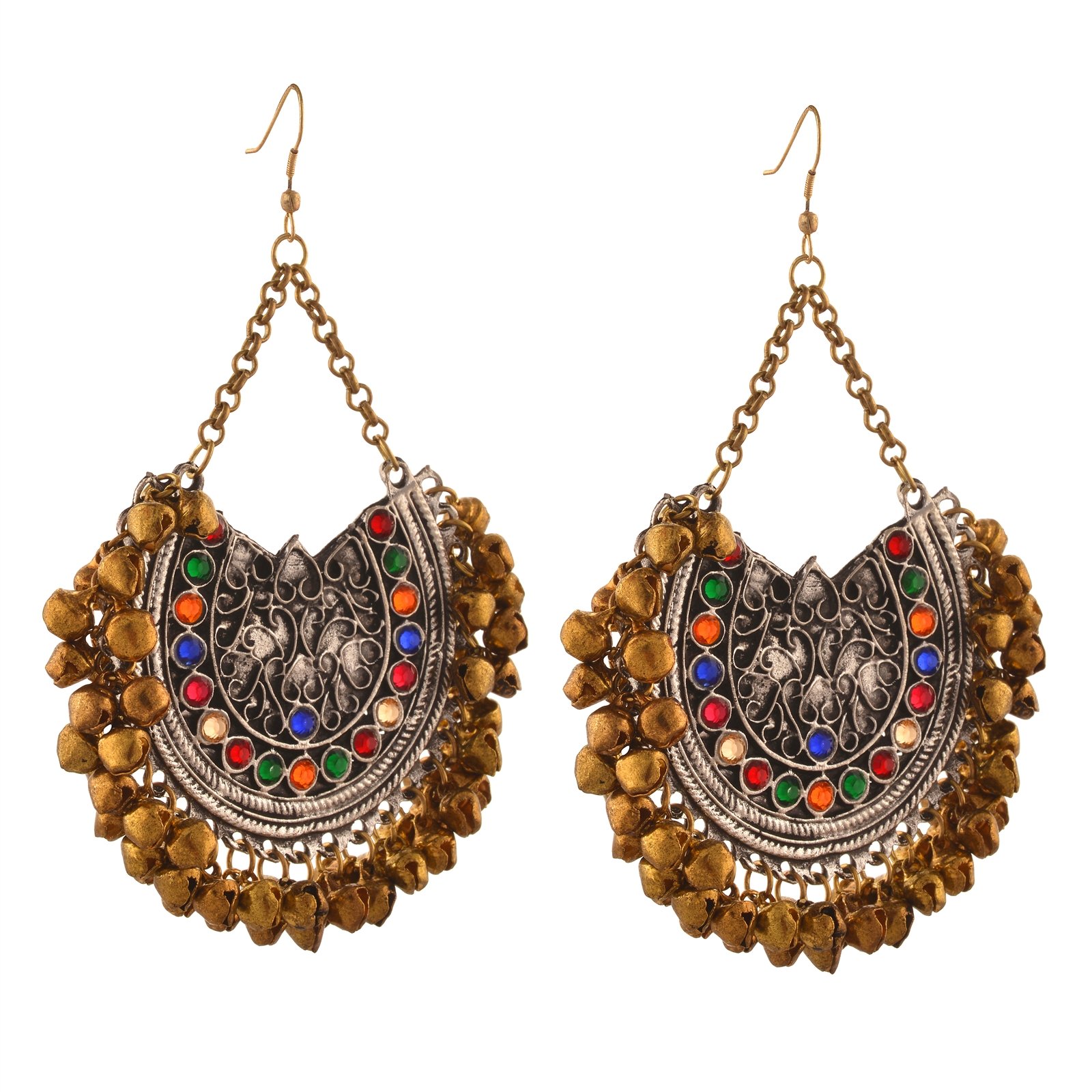 Zephyrr Jewellery Oxidized Silver Afghani Tribal Dangler Hook Chandbali Earrings For Women and Girlss (B073H2YP1Q) Amazon Price History, Amazon Price Tracker