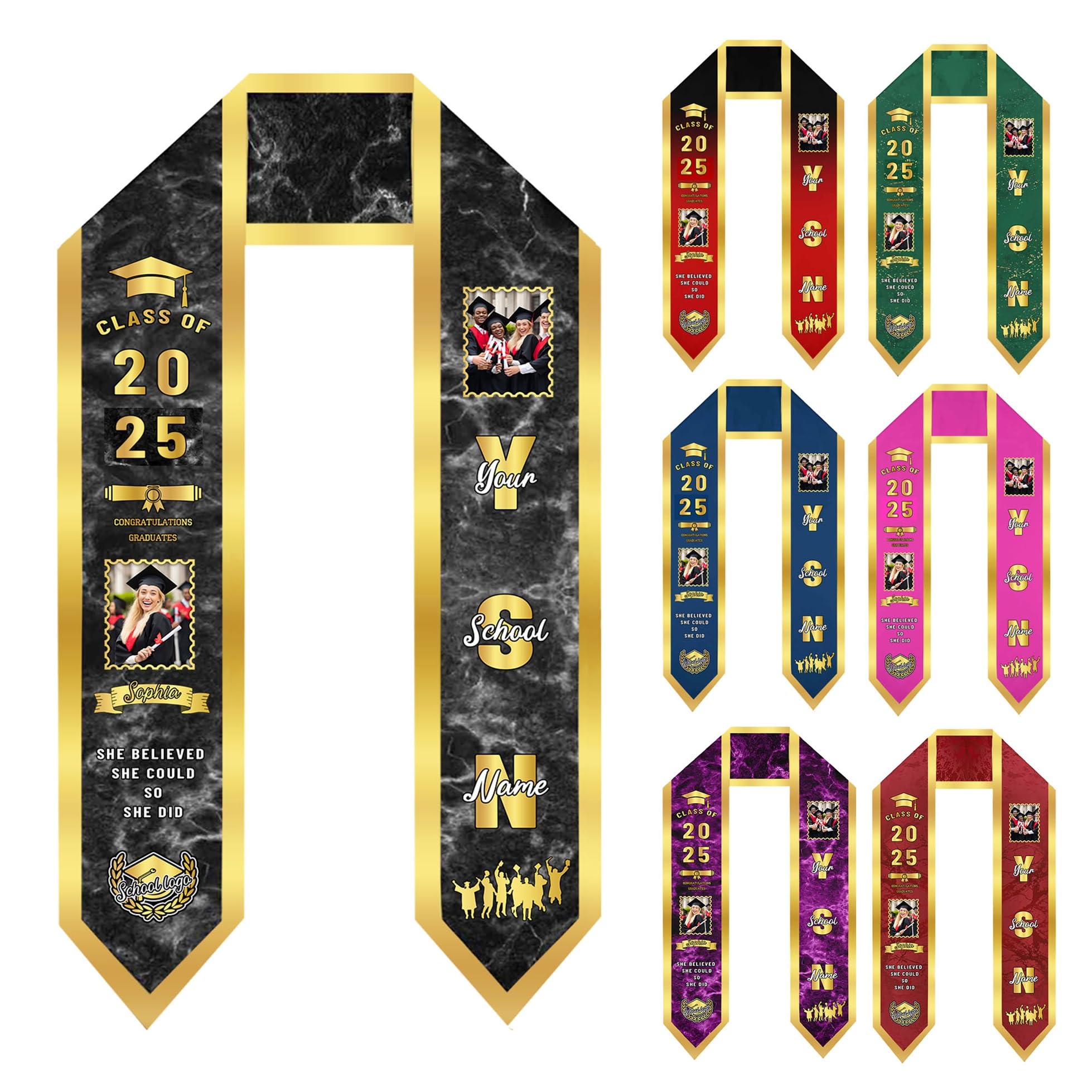 Enjoyyjl Stand Out on Graduation Day, Personalized Graduation Stole Sash Class of 2025 Graduation Gifts