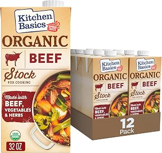 Kitchen Basics Organic Beef Stock 32oz Cartons Pack of 12 USDA Organic Gluten-Free Rich Flavor for Soups Stews Roasts