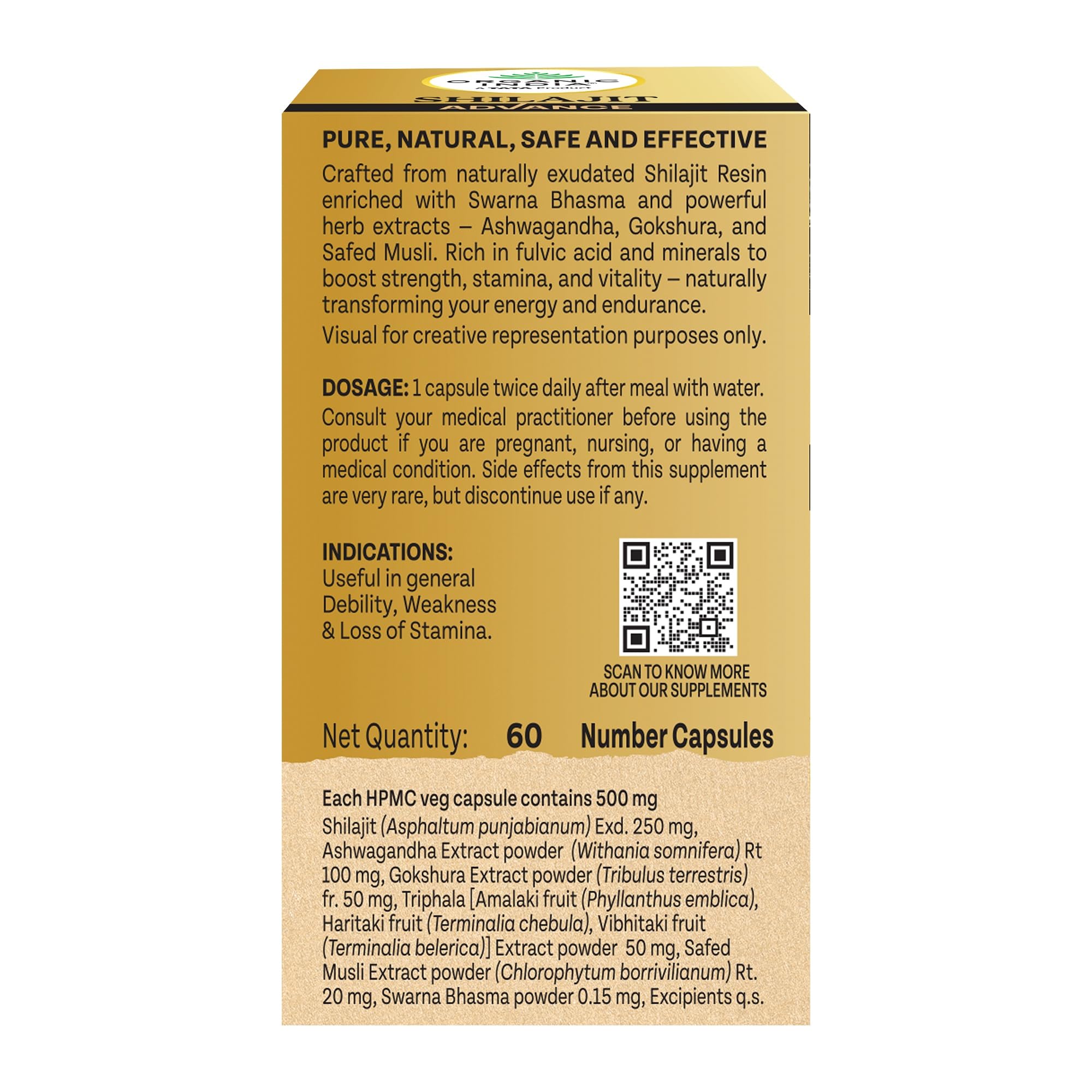Organic India Shilajit Advance Capsules, 60 Veg Capsules, 75% Fulvic Acid, With Ashwagandha, Gokshura & Safed Musli, Strength, Stamina, Energy & Vitality Support product image 7