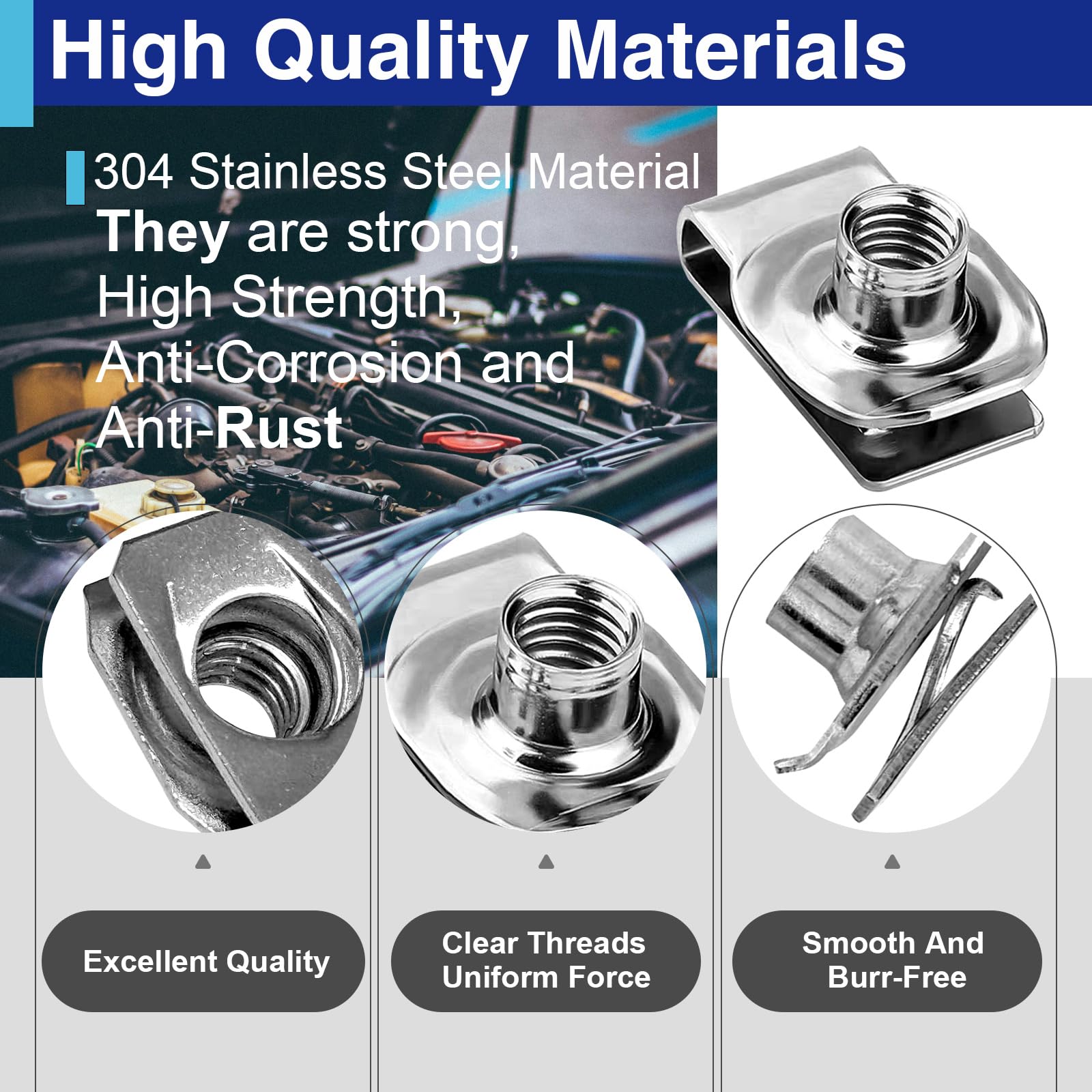 Stainless Steel U Nuts - 20 Pack -4