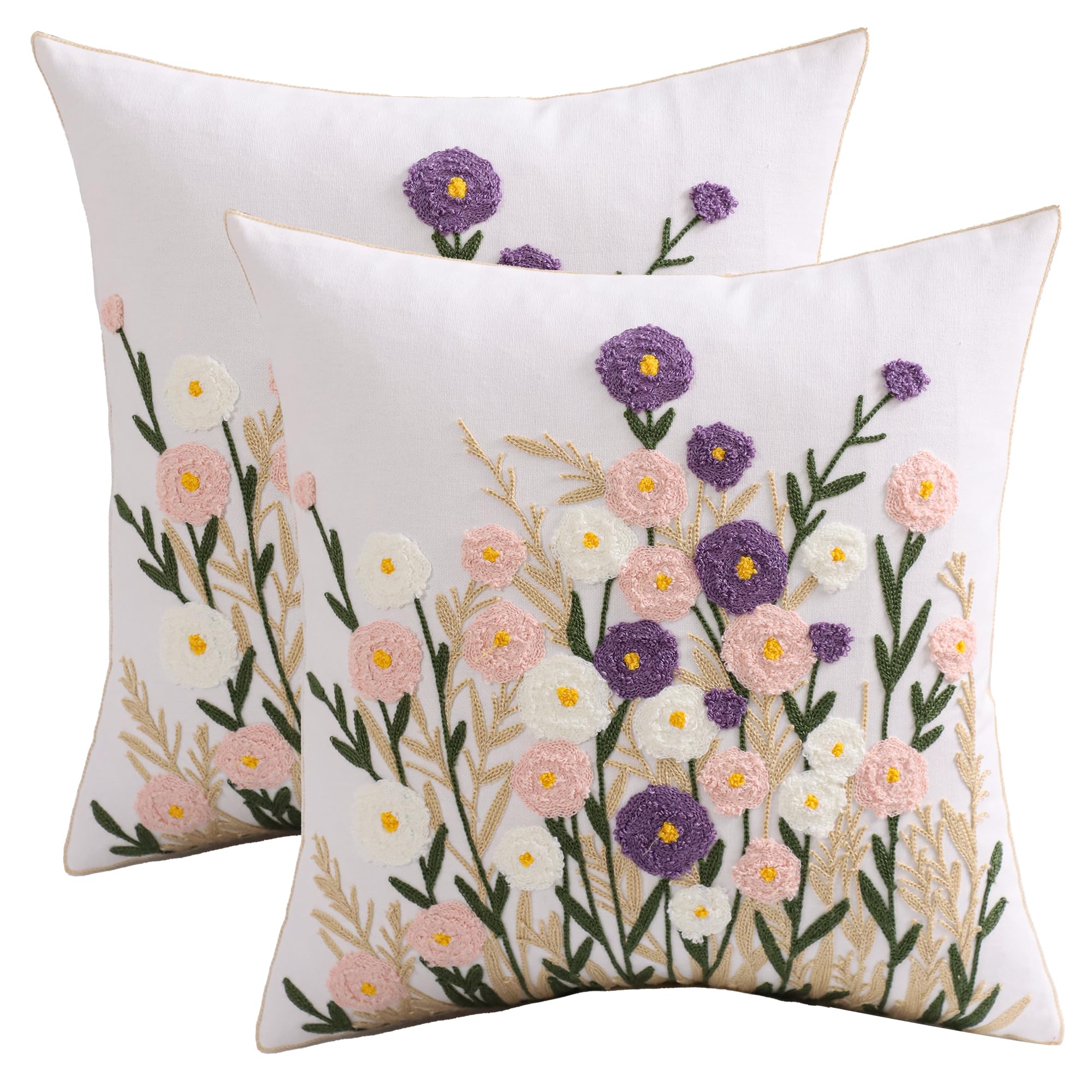 Housse de coussin fleurie rose Tosleo pour salon et chambre de ferme