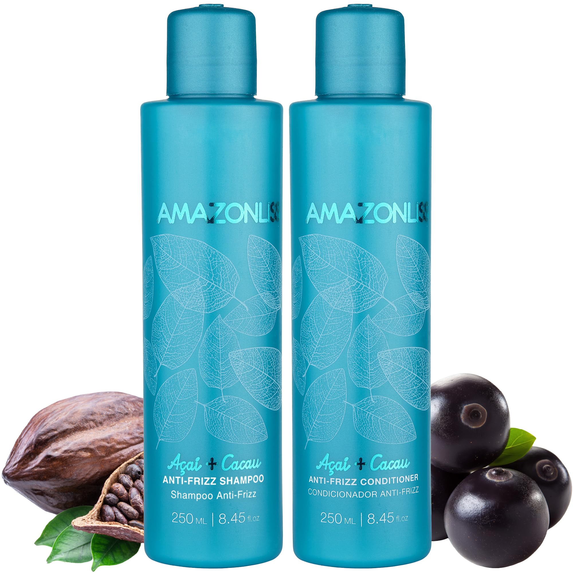 Scotch-Brite Amazonliss Anti-Frizz Keratin Treatment Set - For Smooth, Soft and Shiny Hair - Prolonged Effect Shampoo and Conditioner 8.45 fl.oz