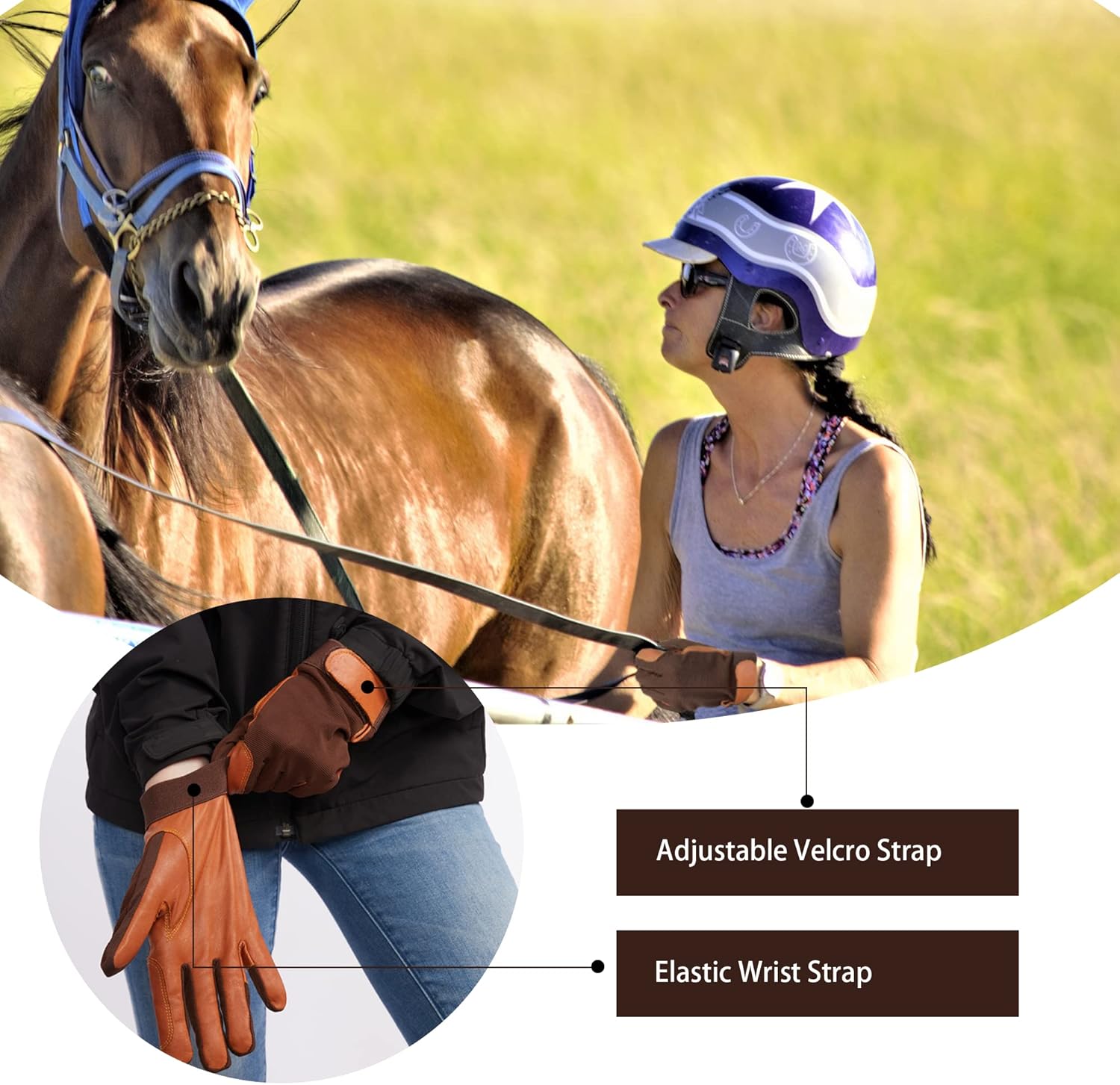 Horse Riding Gloves Men & Women Genuine Leather Riding Gloves Breathable Horseback Riding Gloves Anti-Slip Equestrian Gloves for Outdoor Riding : Sports & Outdoors