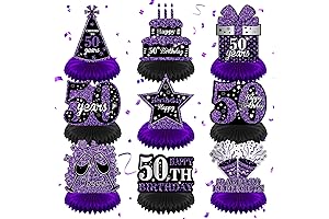 9Pcs Purple 50th Birthday Decorations