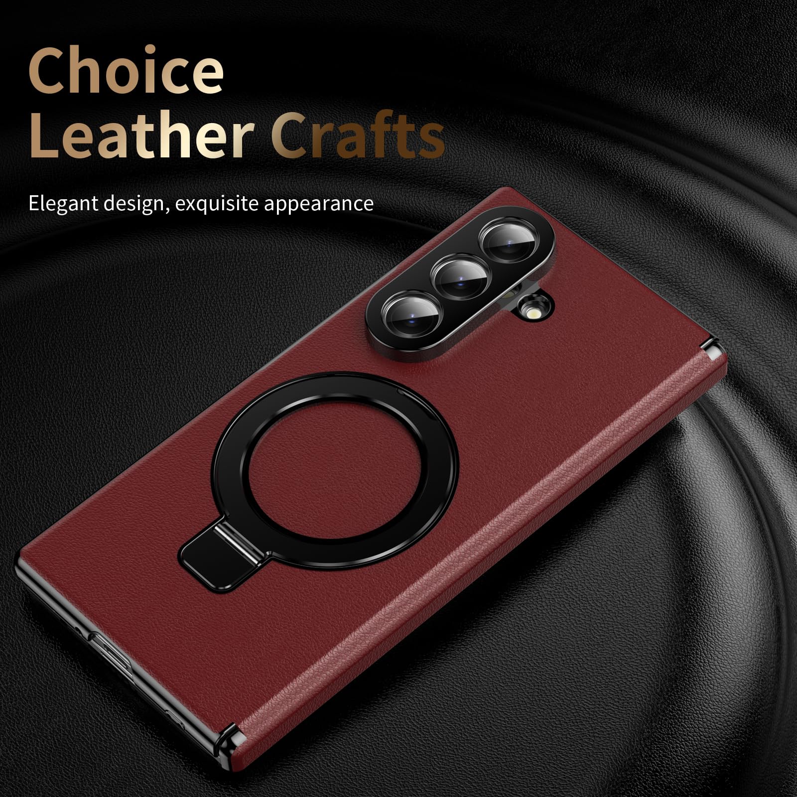 Etui do Samsung Galaxy Z Fold8, kompatybilne z mag / Safe, Składany metalowy stojak, pokrowiec ochronny na zawiasach do Samsung Z Fold 8-czerwony