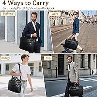 Vista 40 de Bolsa de mensajero para hombre de 17.3 pulgadas de lona/cuero para portátil, mochila para hombre, maletín para computadora, bolsa de hombro Marrón