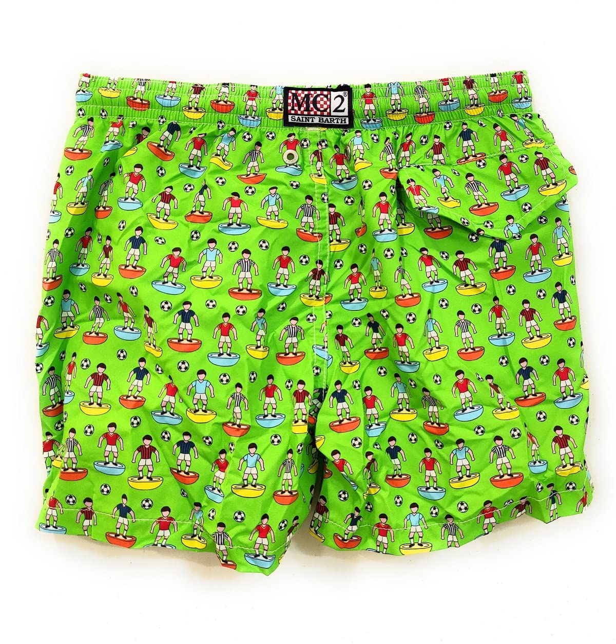 Saint Barth MC2 Costume Boxer Verde Chiaro Stampa Giocatori Subbuteo