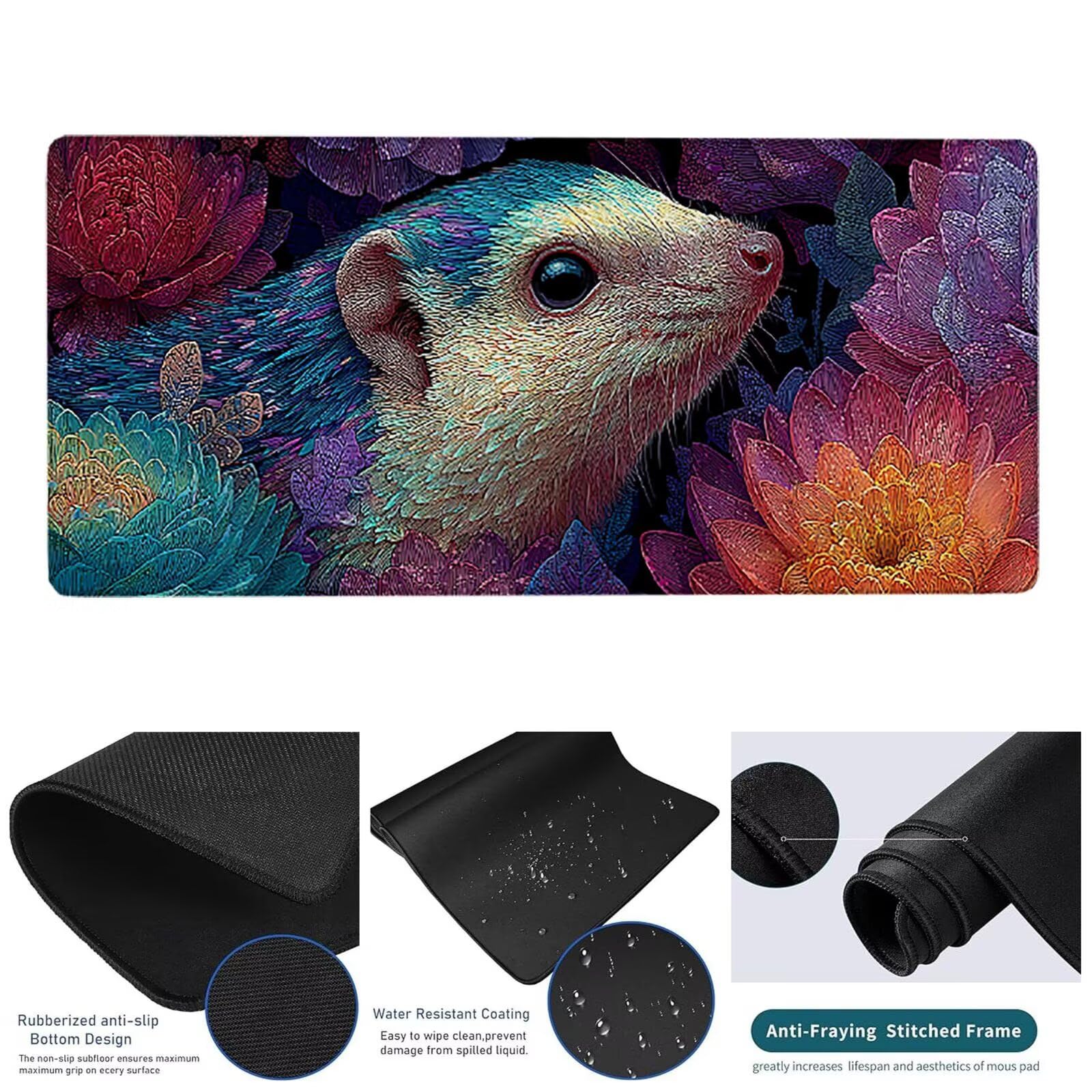 Tappetino Mouse Gaming Rosa Tappetino Mouse XXL 1000x500x3 mm, Carino Mousepad Accessori Gaming con Bordi Cuciti, Sottomano Scrivania Migliorare la Precisione e la Velocità per Giocatori w-7318
