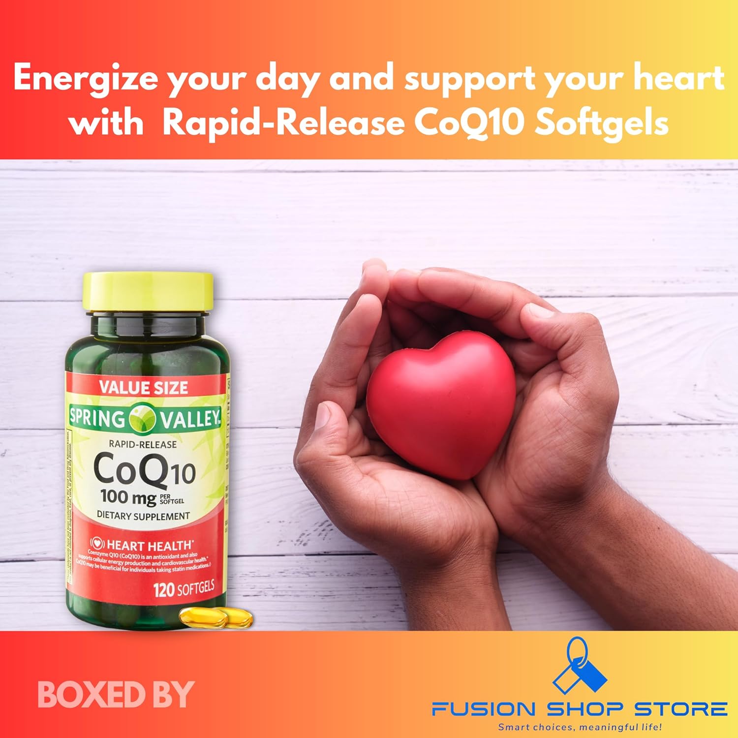 Coq10 100 mg Rapid Release Softgels, 120 Count (Pack of 1), Boxed by Fusion Shop Store