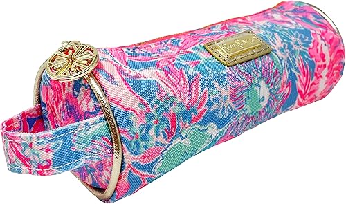 Miniatura 2 de Lilly Pulitzer Viva La Lilly - Funda para lápices rosa, bonita bolsa de viaje con asa de transporte y cierre de cremallera, color rosa