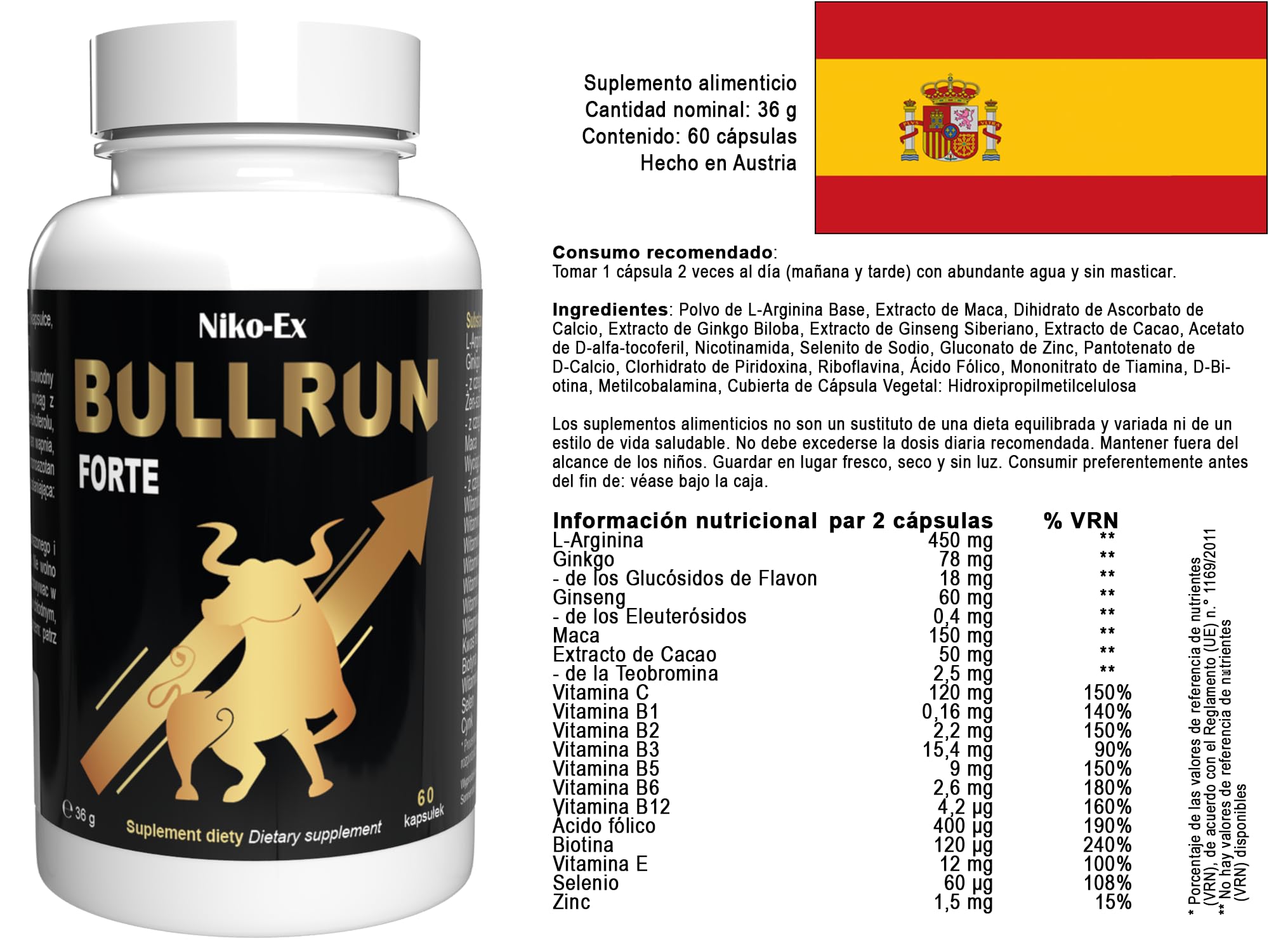Bullrun Forte - 180 Kapseln - 3er Pack